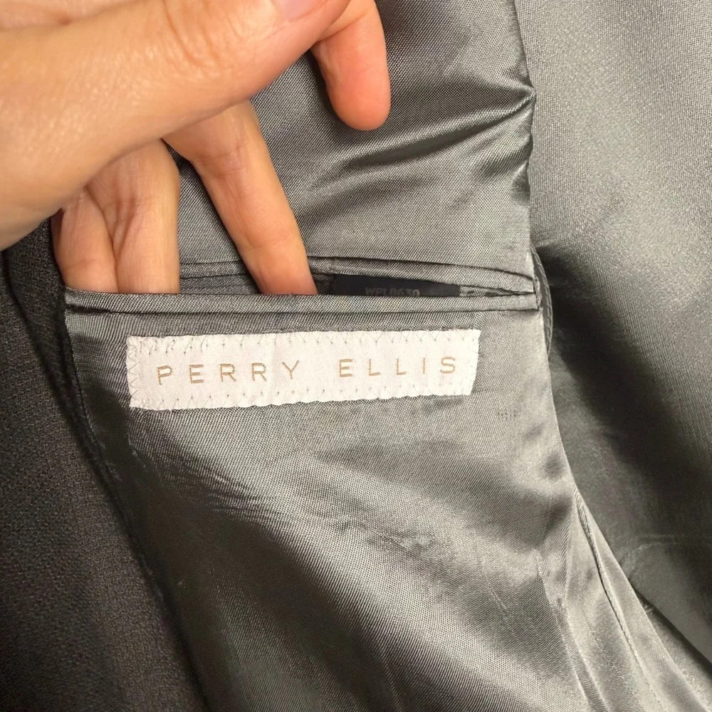 Perry Ellis‎ Mens Charcoal Gray Wool Blend 4-Button Blazer Sport Coat 42R